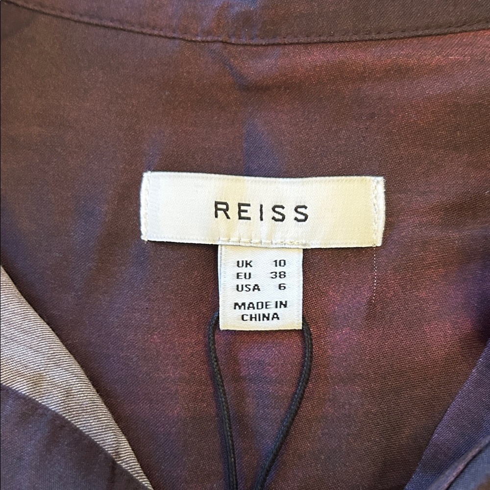Reiss Women’s Size 6 Karl Orchid Printed button down shirt brown red - Picture 15 of 16